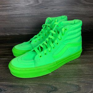 Vans Sk8 Hi Classic Shoes Mens Sz 6 Womans Sz 7.5 Neon Green Sneakers High Top